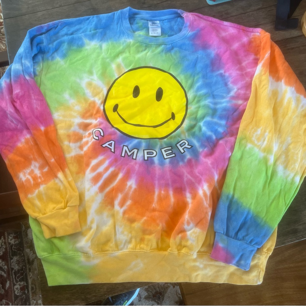Happy Camper Tie Dye Crew Neck